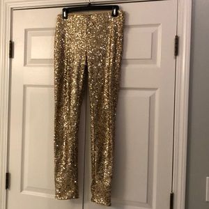 Gold sequin skinny pants